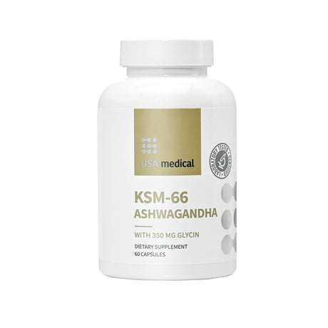 USA medical Ashwagandha® KSM66 kapszula glicinnel 60 db