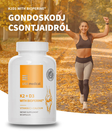 USA medical K2+D3 kapszula Bioperine® feketebors kivonattal 60 db