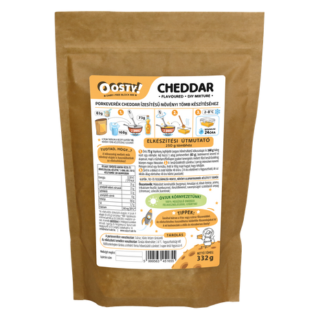 Oosty Cheddar ízű növényi alap mix 332g - 1kg növényi tömb elkészítéséhez