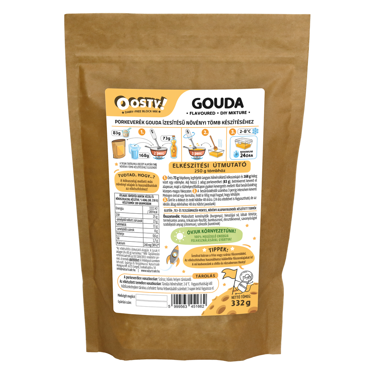 Oosty Gouda ízű növényi alap mix 332g